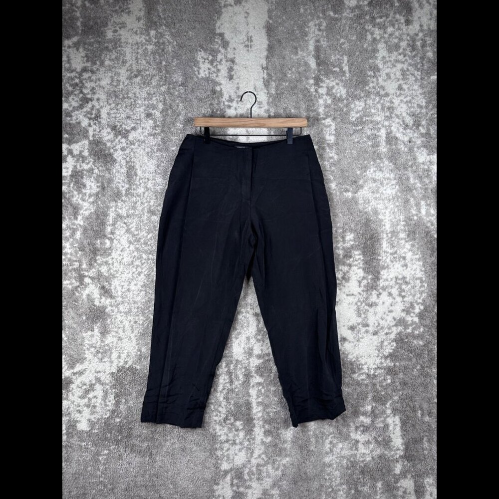LaFayette 148 New York Dress Pants 6 Womens Black Cropped Pleated Trousers